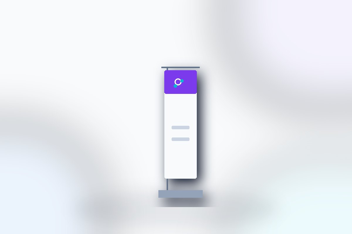Visuel produit ReflexPrinting : Bannières en L, catégorie Bannières, style premium bleu violet.