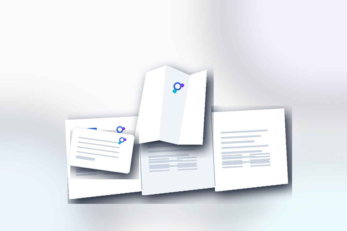 Visuel produit ReflexPrinting : pli accordéon, catégorie Pliages de dépliants, style premium bleu violet.
