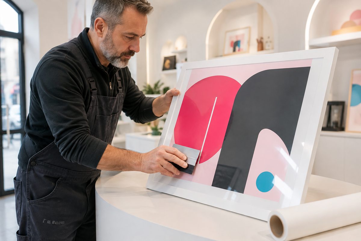 Adhésif vinyle polymère blanc imprimé et découpé par ReflexPrinting