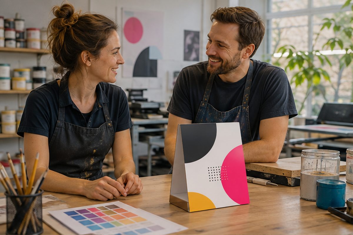 Chevalet de comptoir éco imprimé en quadrichromie par ReflexPrinting