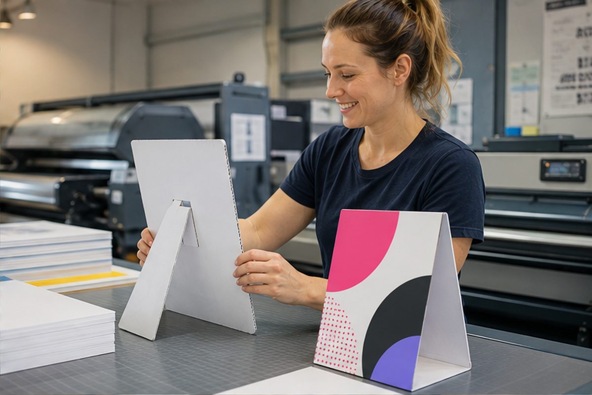Chevalet de comptoir économique imprimé en quadrichromie par ReflexPrinting