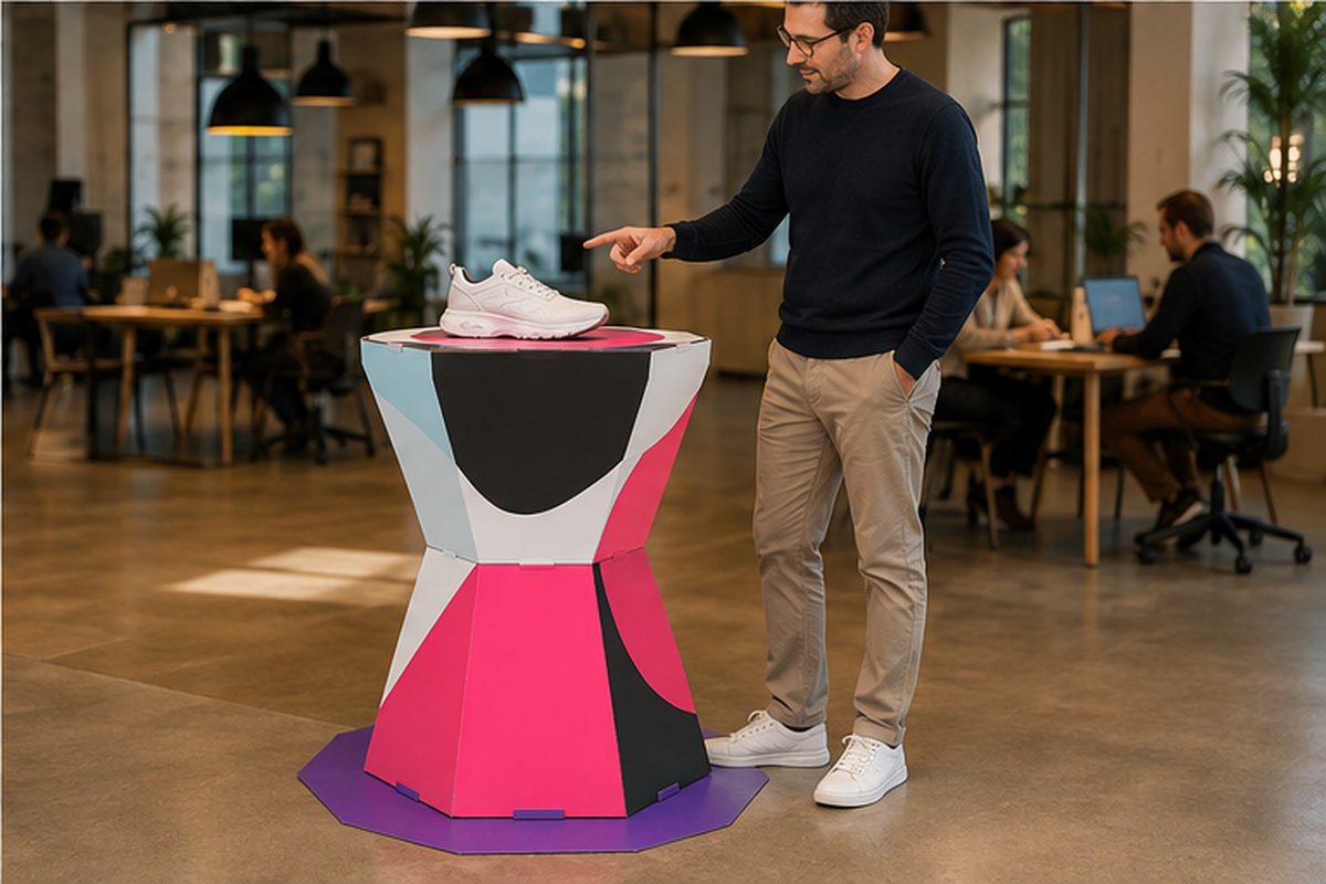 PLV PowerPodium imprimé en quadrichromie par ReflexPrinting