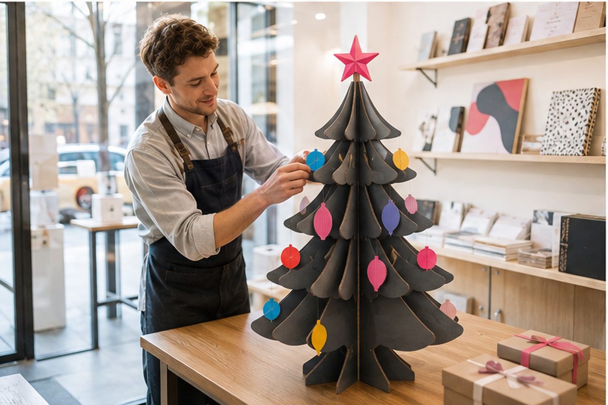 Sapin de Noël de sol imprimé en quadrichromie par ReflexPrinting
